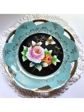 Vintage Shafford Dish Plate Bowl Hand Roses #58 / 805 Decorated Made in Japan